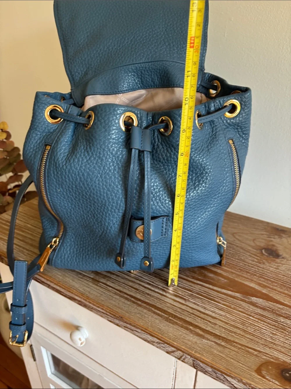 MICHAEL KORS Blue Pebble Leather Backpack